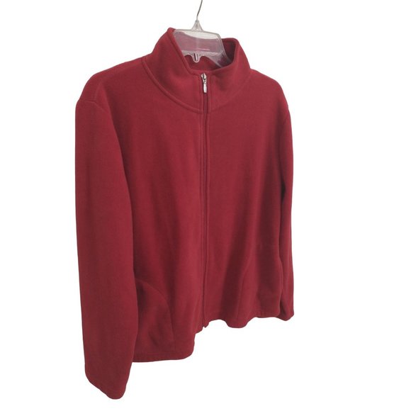 Kim Rogers Red Zip Up Long Sleeve Fleece sz L - Picture 3 of 8